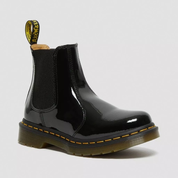 NEW Dr. Martens 2976 Patent Leather Chelsea Boots Black Glossy AirWair Docs - Picture 5 of 7
